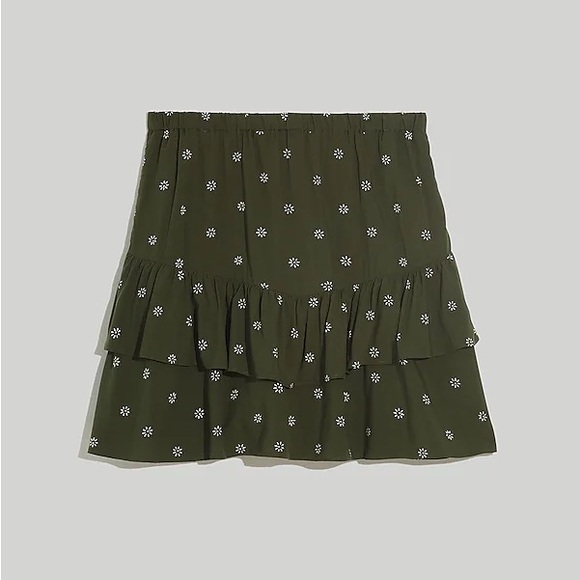 NWT Madewell Pull-On Ruffle Tiered Mini Skirt in Dot Daisies, Size M - Picture 3 of 9